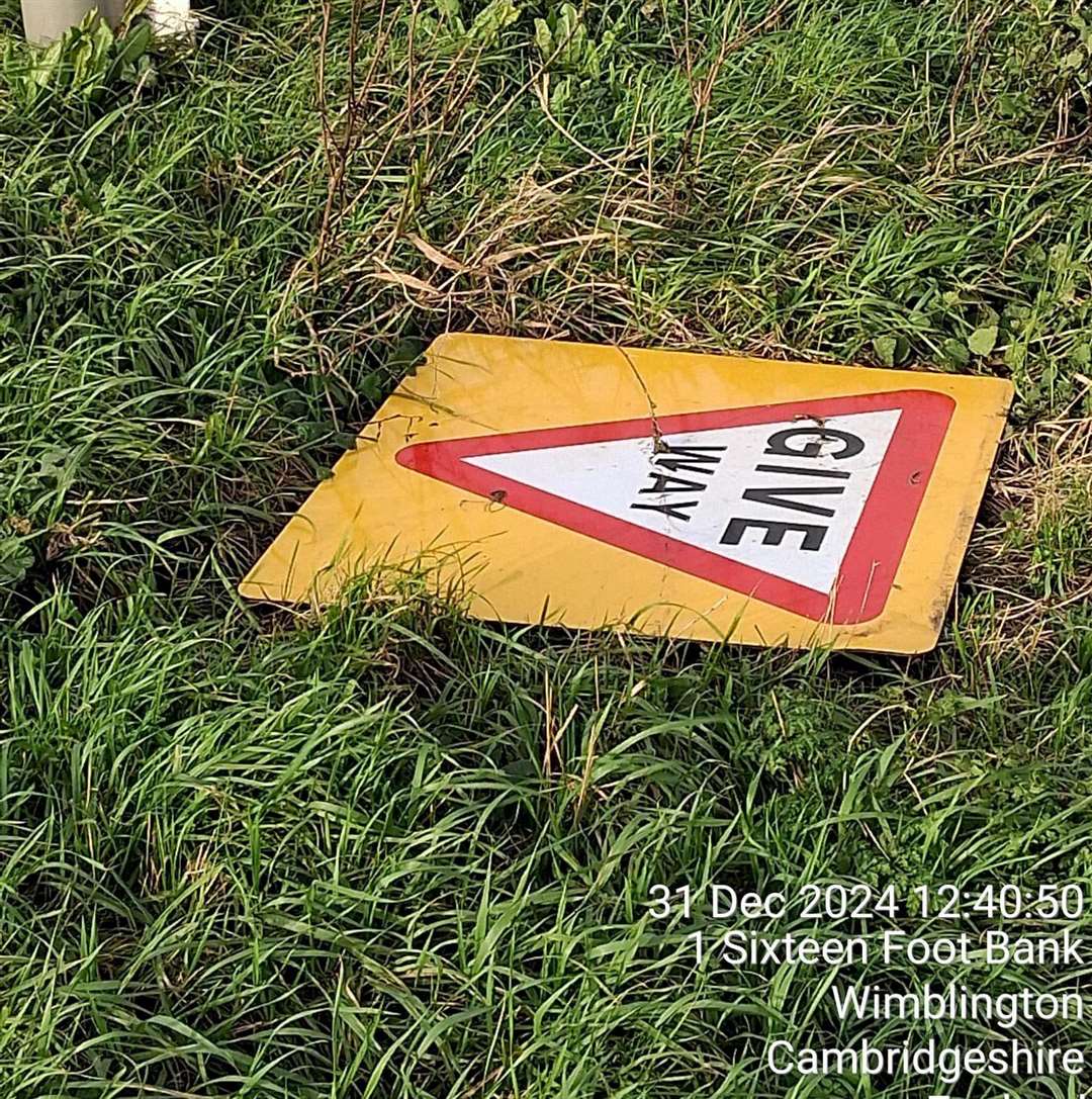 The Give Way sign has been lying on the verge for months