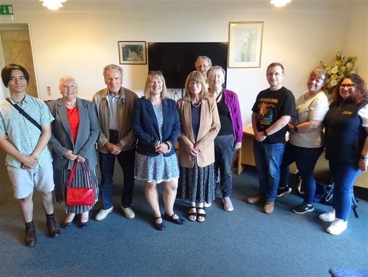March Society members with Nicola Oldfield, chief engineer at Middle Level Commissioners, in the centre wearing blue