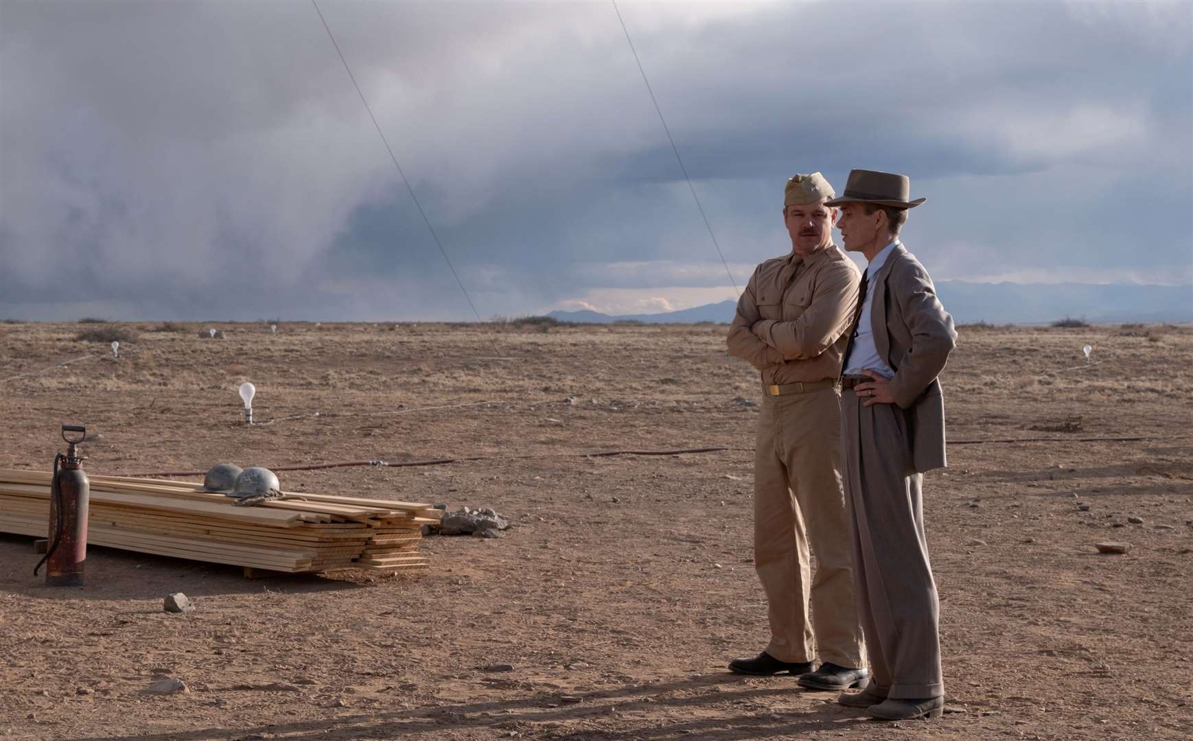 Matt Damon and Cillian Murphy as Leslie Groves and J Robert Oppenheimer