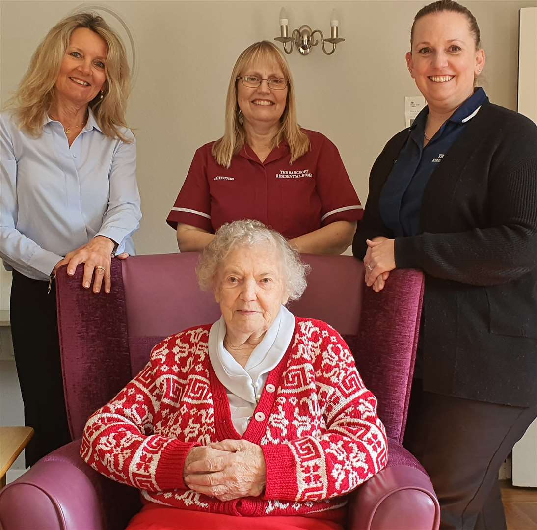 Care home owner Debbie Richardson, with Elsie, centre, Cheryl Baxter, activities co-ordinator and Emma Palmer describe Elsie as the heart of the home
