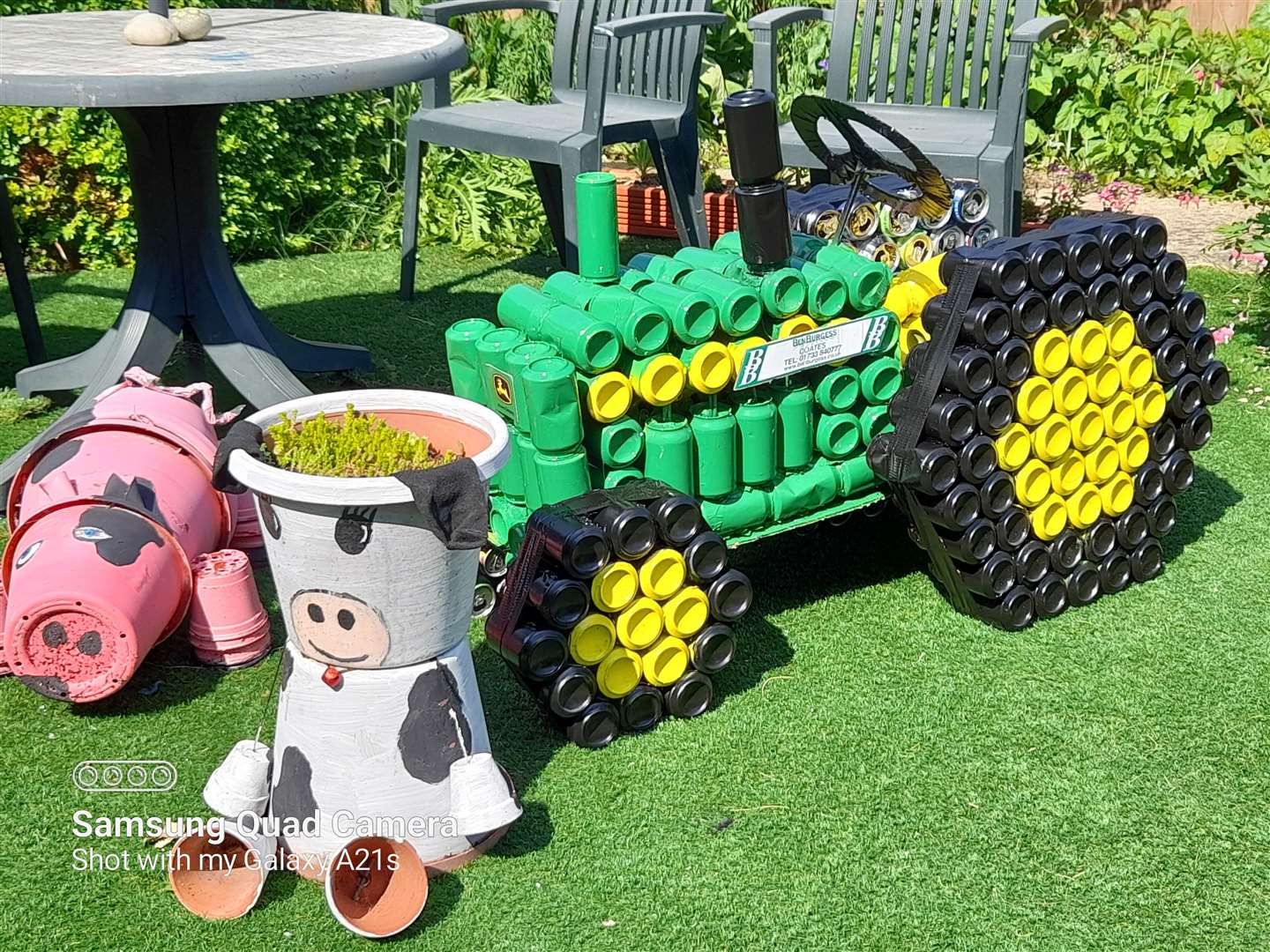 Heather also made a cow and pig out of flower pots for the farming display. (47836573)
