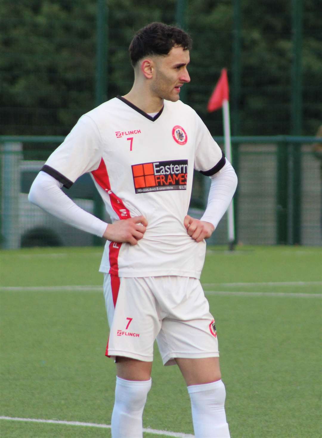 Amir Ward netted twice for Wisbech this afternoon. Picture: Erin Larham