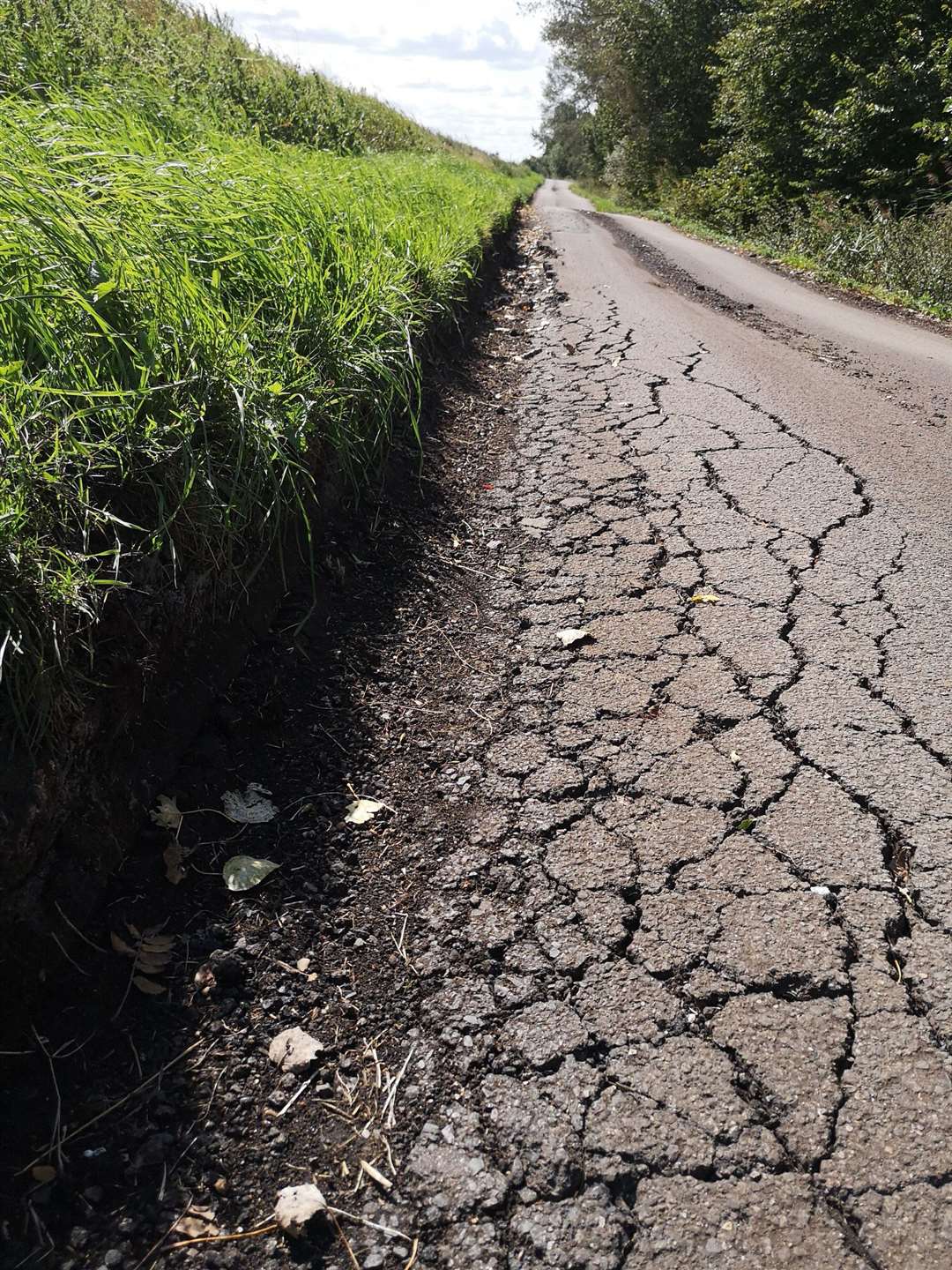 Heavy lorries have caused major damage to a minor village road. (16207178)