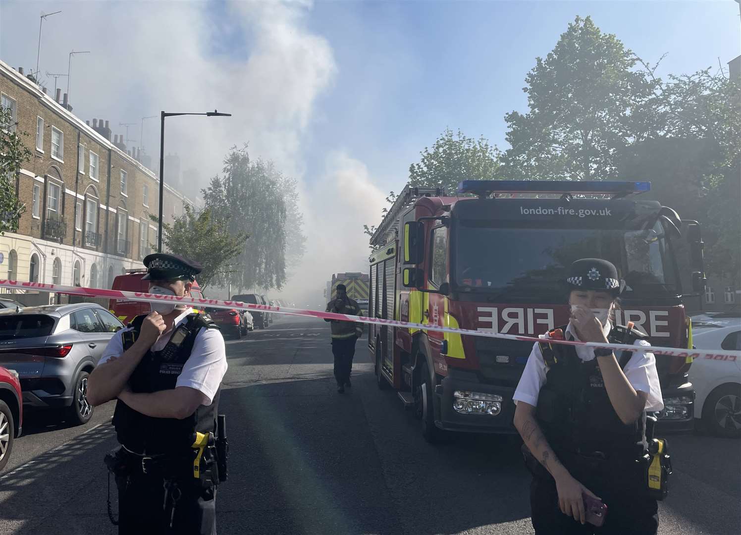 Emergency services at the cordon (Mathilde Grandjean/PA)