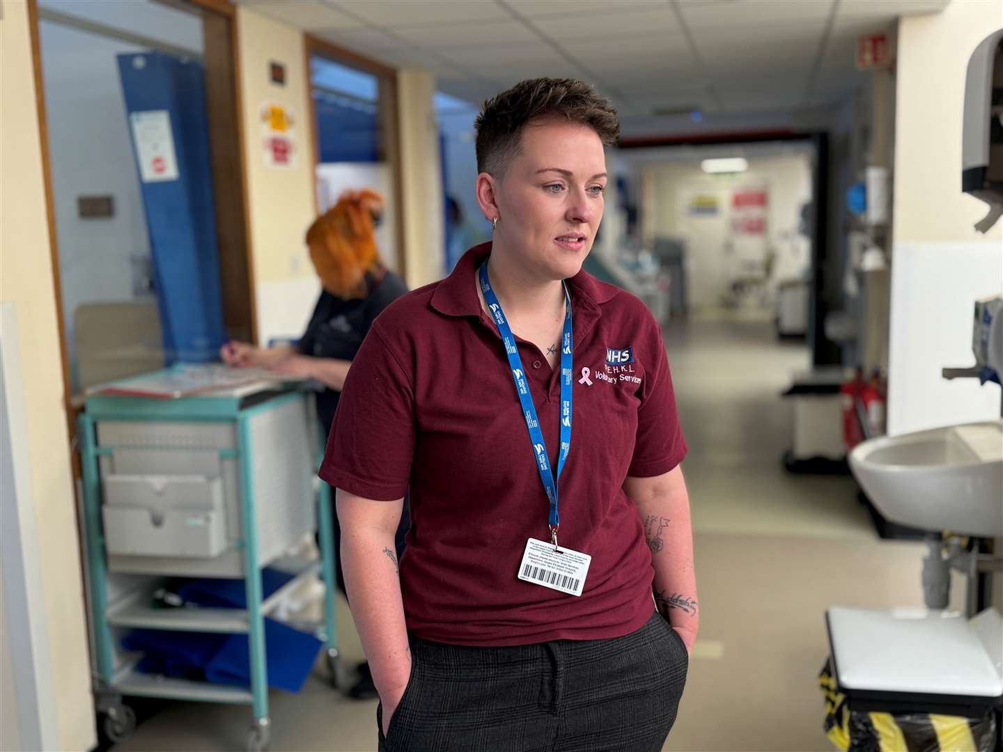 Sarah Harvey was treated at the QEH in King's Lynn after being diagnosed with breast cancer in 2022 - now she is a volunteer at the hospital