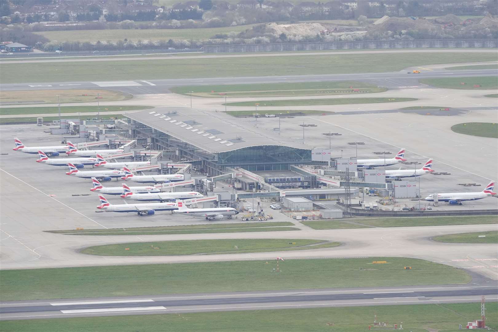 Planes were parked up at Heathrow as the airport remained closed thanks to the power outage (Jonathan Brady/PA)