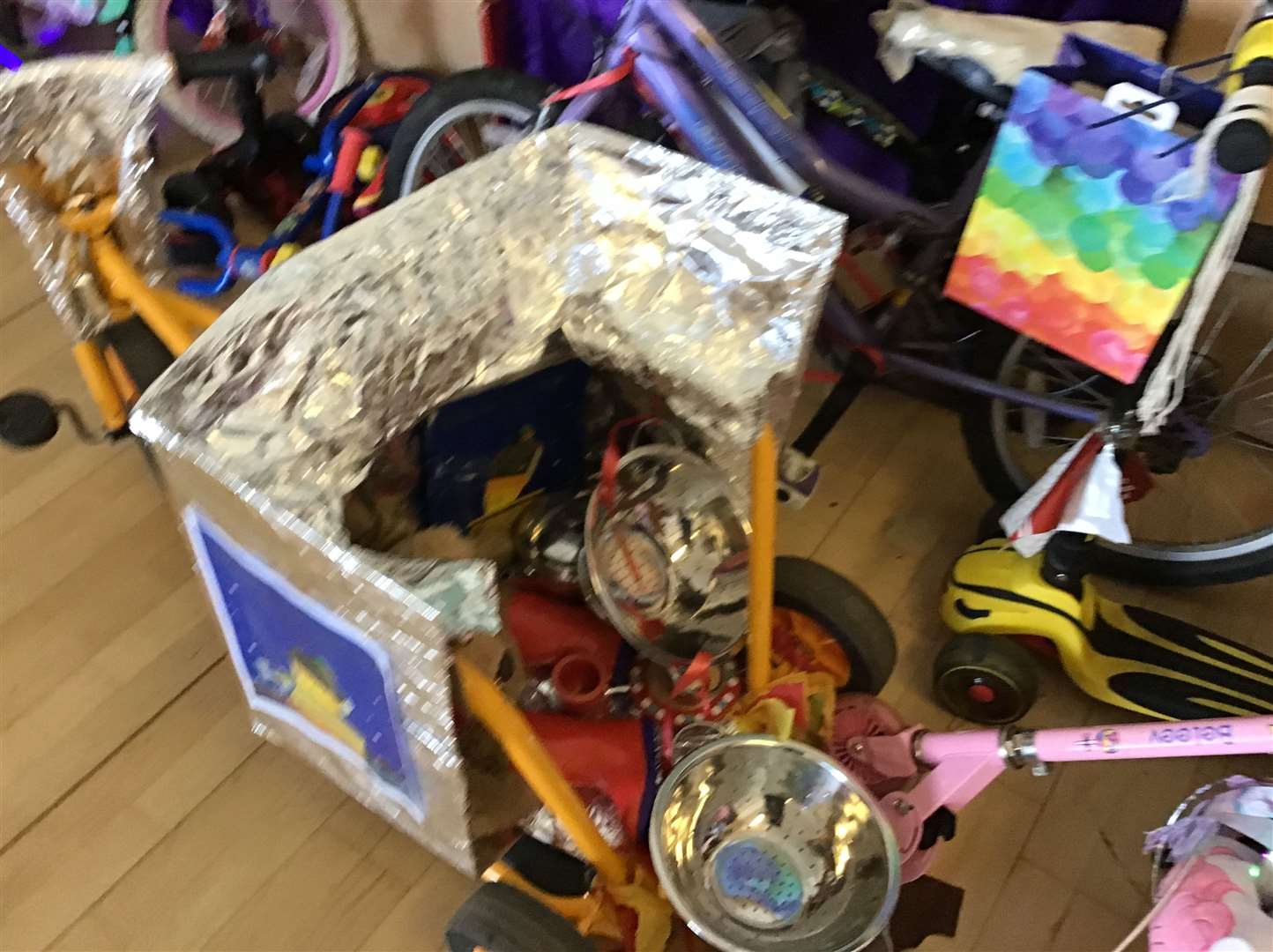 The children turned their bikes and scooters into characters