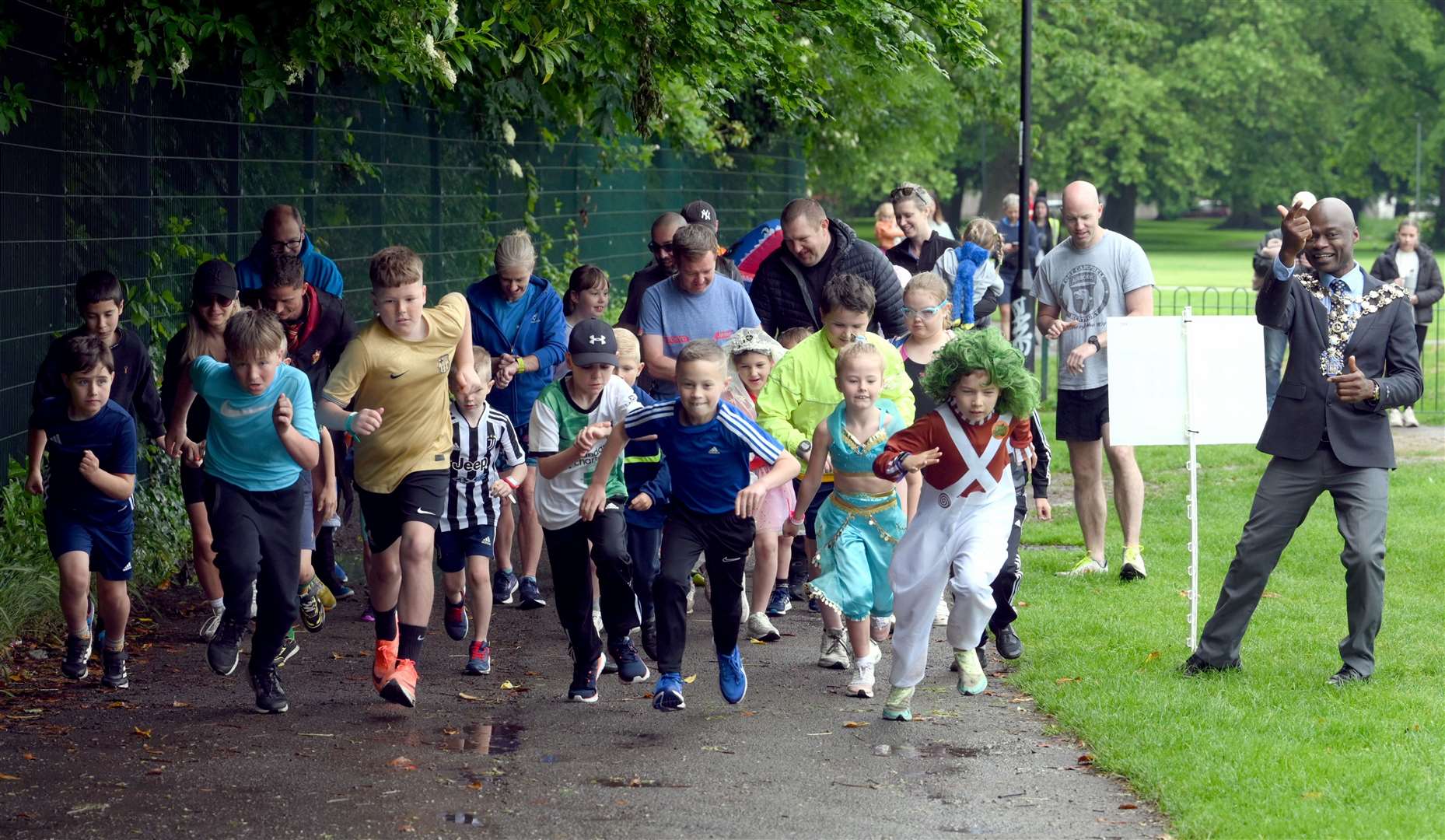 And they're off at Wisbech Junior parkrun's sixth anniversary event