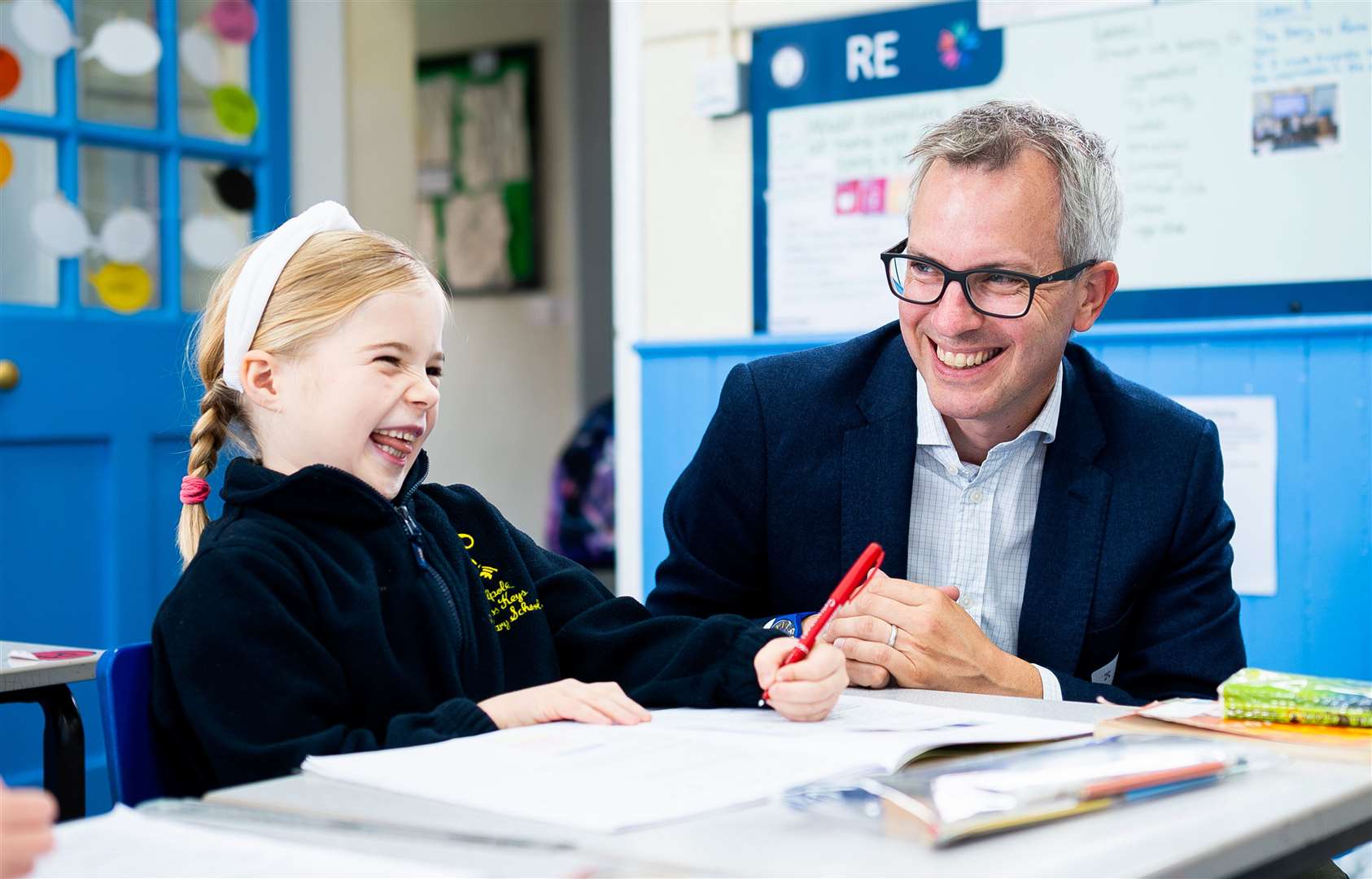 MP James Wild visited Walpole Cross Keys Primary School. Picture: Ian Burt/Barking Dog Media