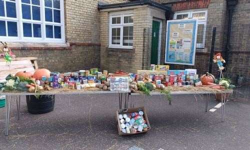Upwell Academy collected donations for Wisbech Foodbank as part of its harvest festival celebrations. Photo: Upwell Academy.