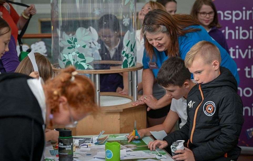 Children taking a first look at the interactive machines in Wisbech Museum for the Wisbech launch of STEM in the Fens this September.