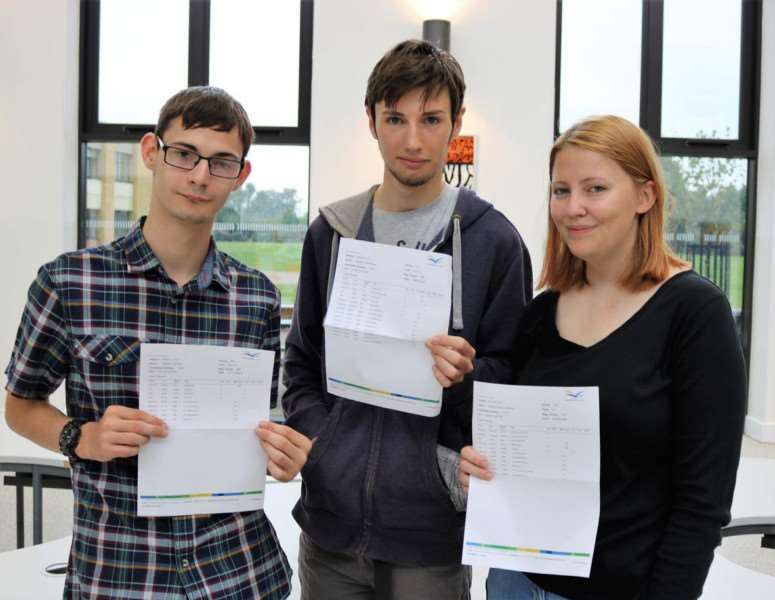 Nathan, Joseph and Beth with their A-level results.