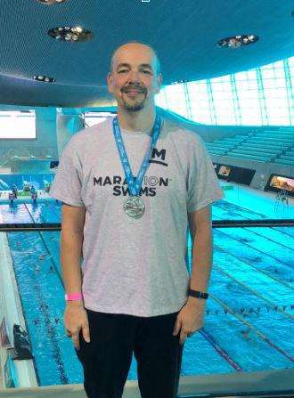Terry Warby completed a half-marathon swim in memory of his uncle. (5441690)