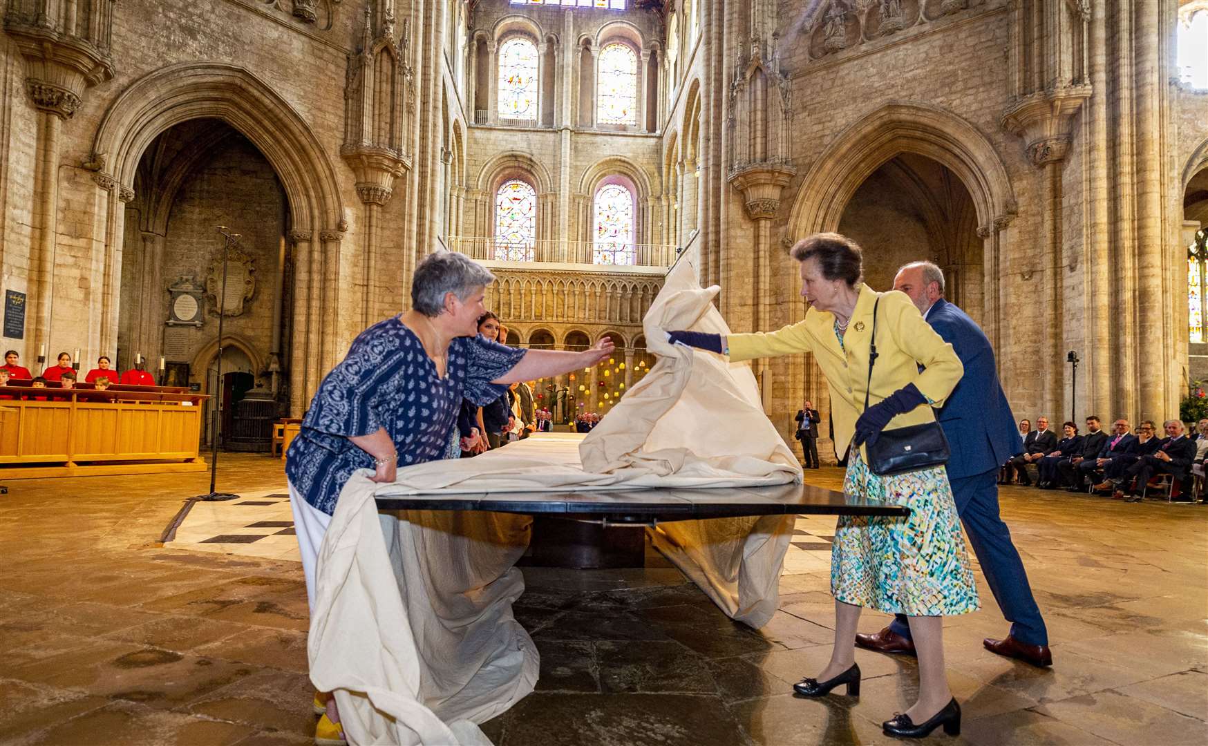 HRH The Princess Royal, Princess Anne visited Ely Cathedral to unveil the The Fenland Black Oak Project 13m long table . Picture: Keith Heppell. (56745937)