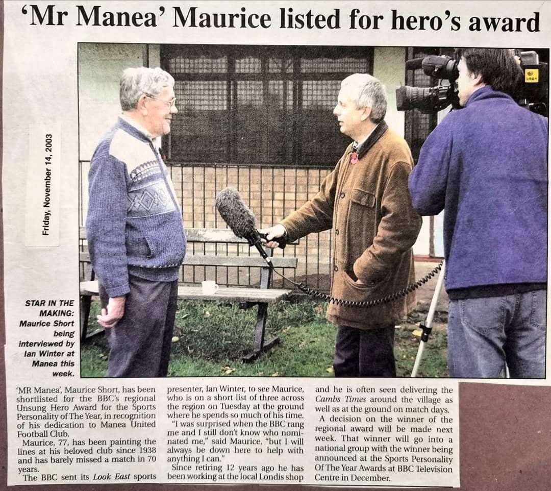 Maurice Short was interviewed by the BBC in 2003 when he was nominated for the Regional Sports Personality of the Year. (28501181)