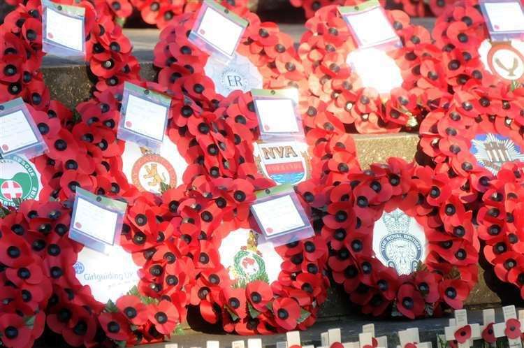 Wreaths in March from a previous parade