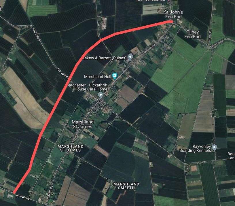 An aerial view of Smeeth Bank. Picture: Google