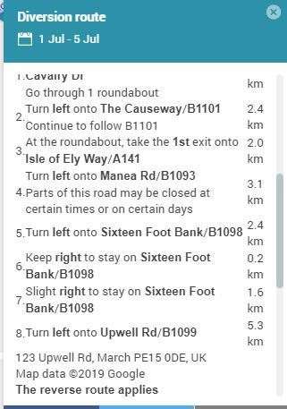The diversion route is around 16 miles. (13235301)