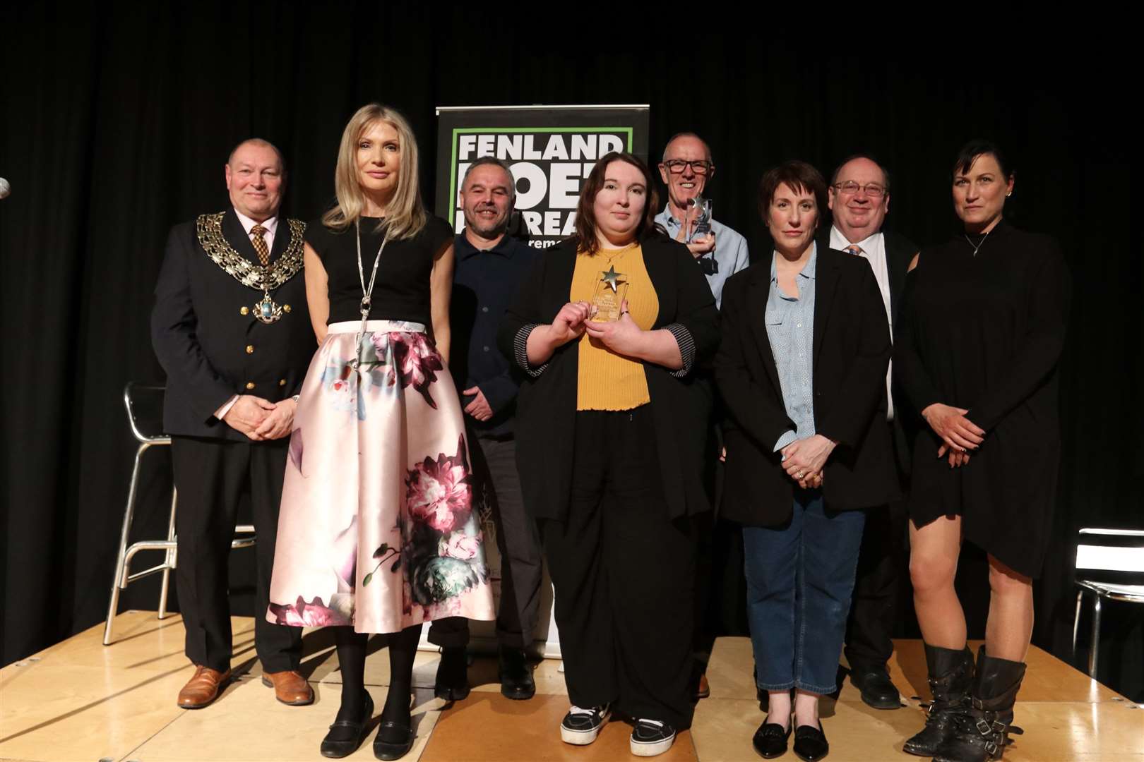 Pictured at the Fenland Poet Laureate Awards are, from left, are March Mayor, Cllr Gary Christy; Cllr Elisabeth Sennitt Clough; shortlisted poet Matthew Gilbert; runner-up Toni Fell; third prize winner Paul Dance; shortlisted poet Catherine Blake; Fenland District Council Leader, Cllr Chris Boden; and 2024 Fenland Poet Laureate, Hannah Teasdale.