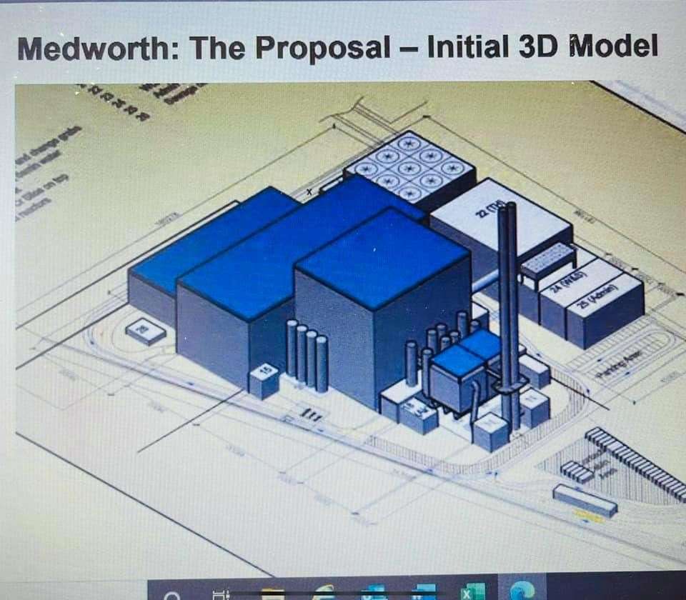 The blue building is what the proposed incinerator will look like next to the existing cold storage.  (55136625)
