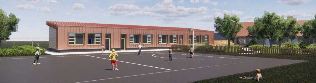 The new teaching wing will replace a double mobile classroom.