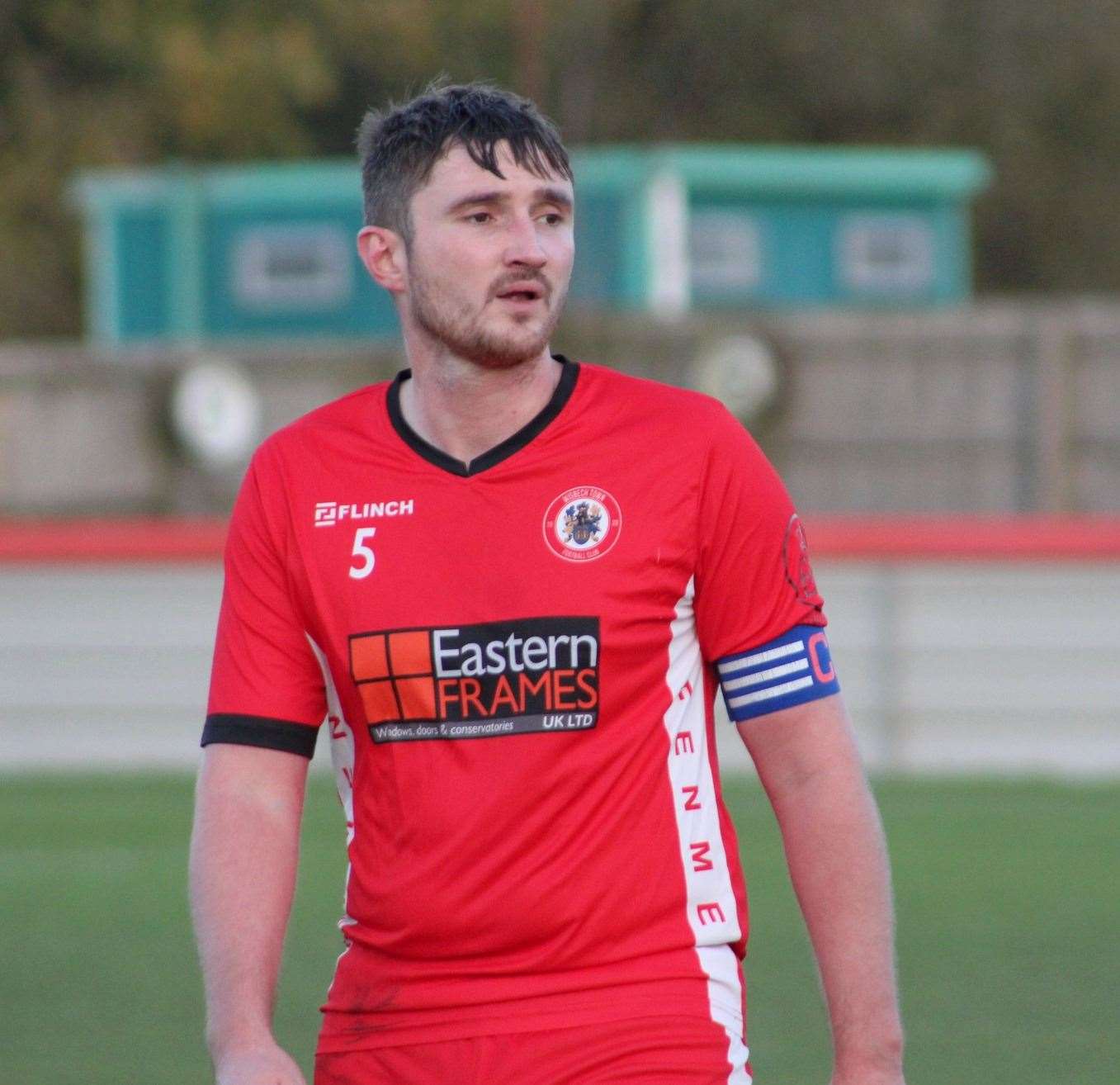 Captain Max Mattless n action for Wisbech Town against Boston Town. Picture: Erin Larham