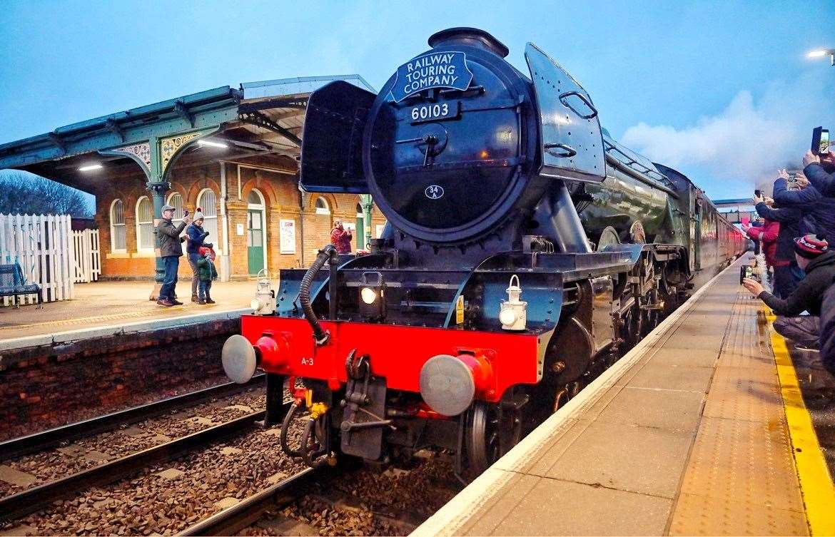 The Flying Scotsman attracted the crowds at March station.