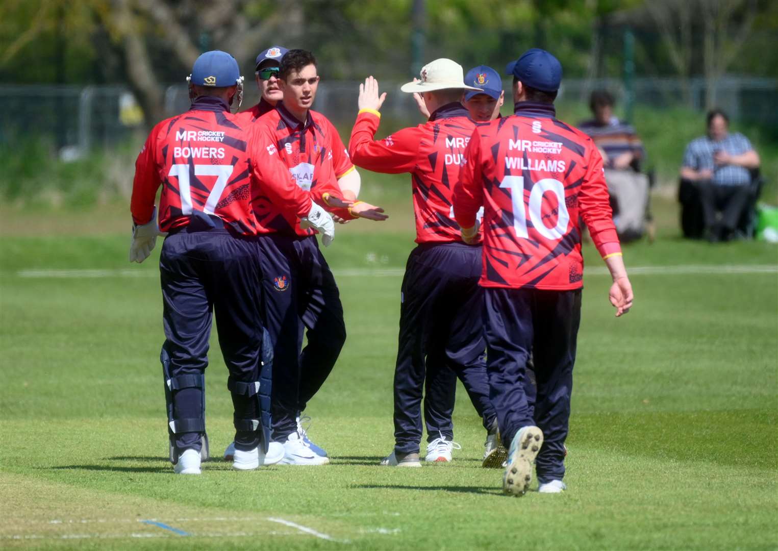 Wisbech cricketers celebrate against Frinton On Sea