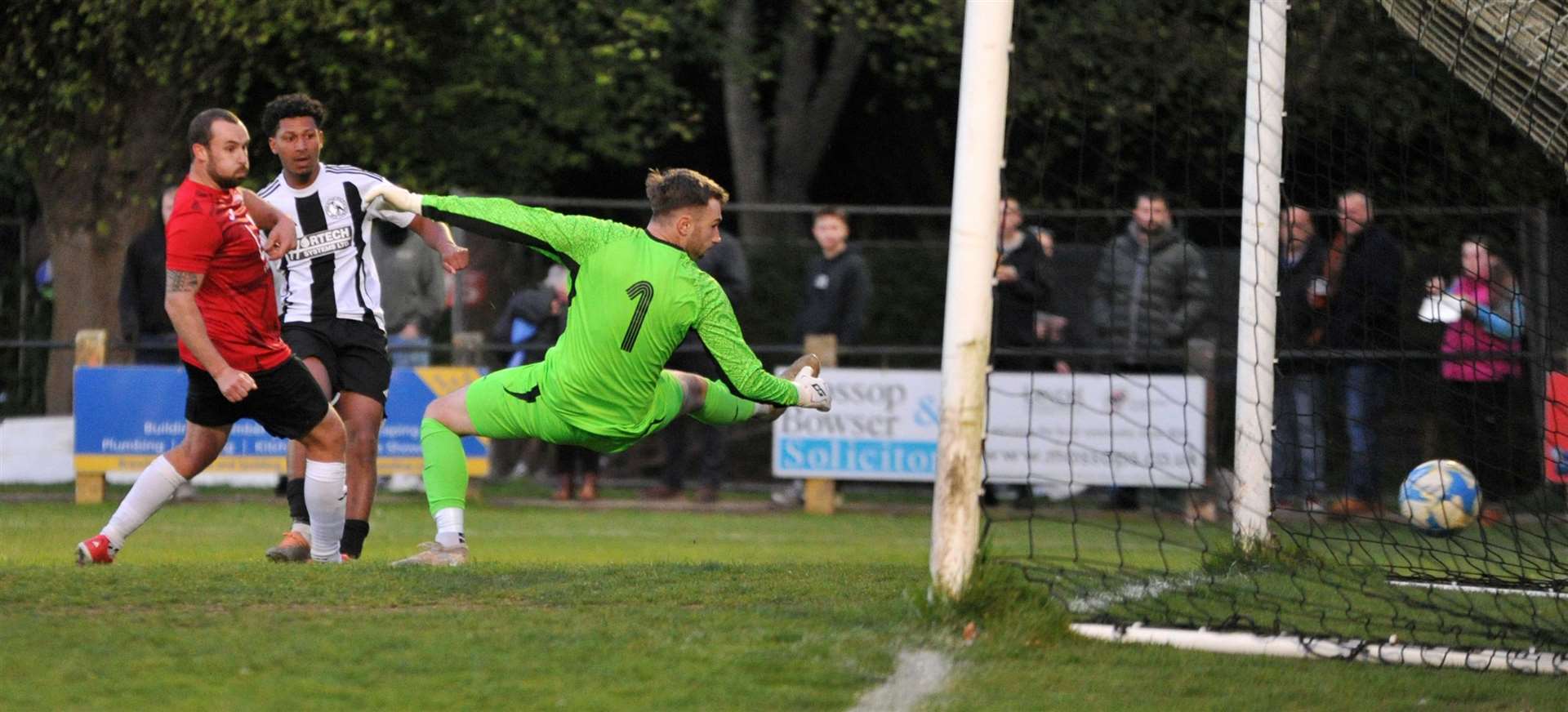 Jamal Nyang scores the third goal for Long Sutton. Photo: Chris Lowndes