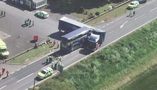 The scene of this morning's crash on the A47 near Guyhirn. Pictures: Terry Harris (2730247)