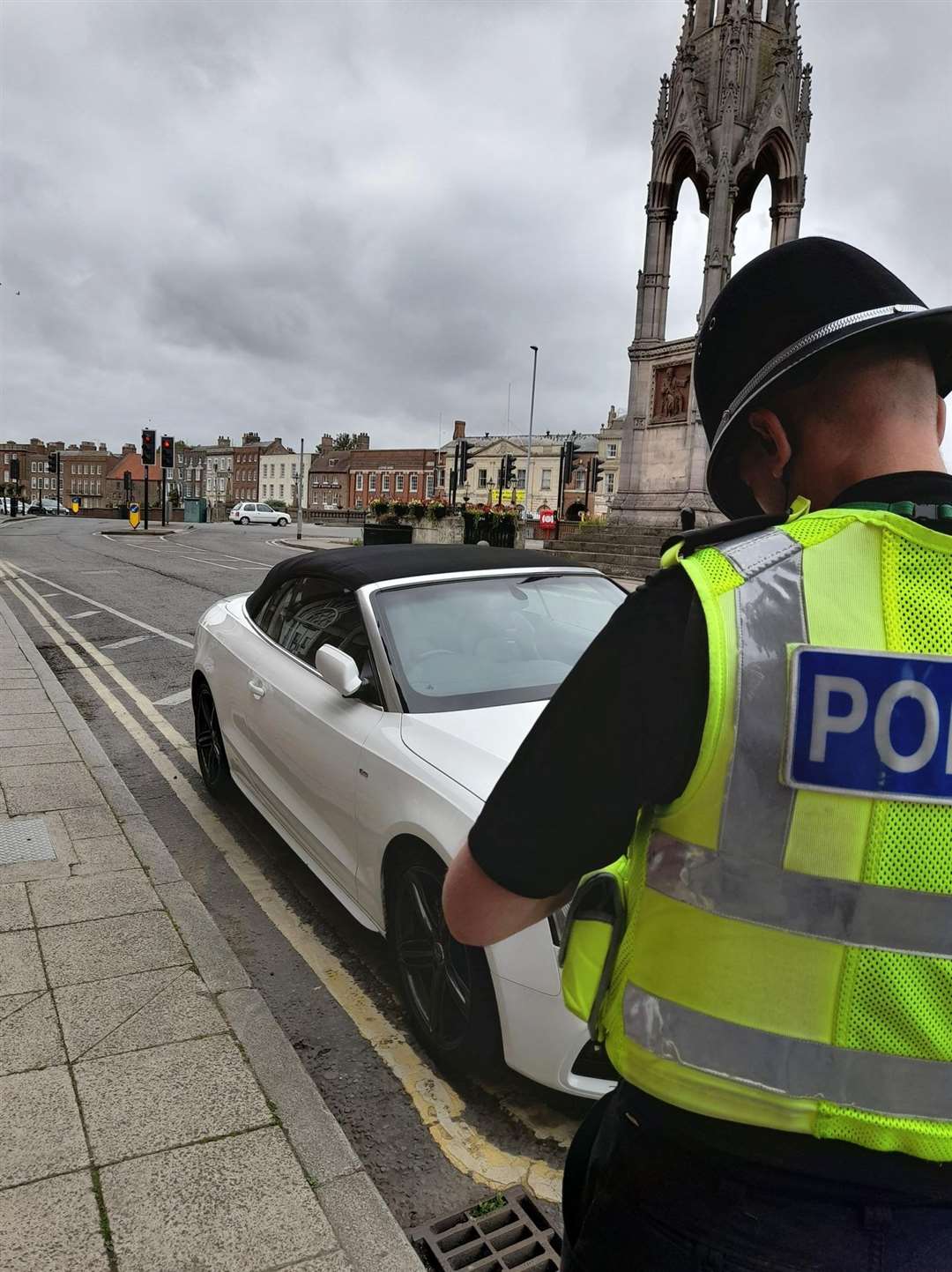 An illegally parked car in Wisbech