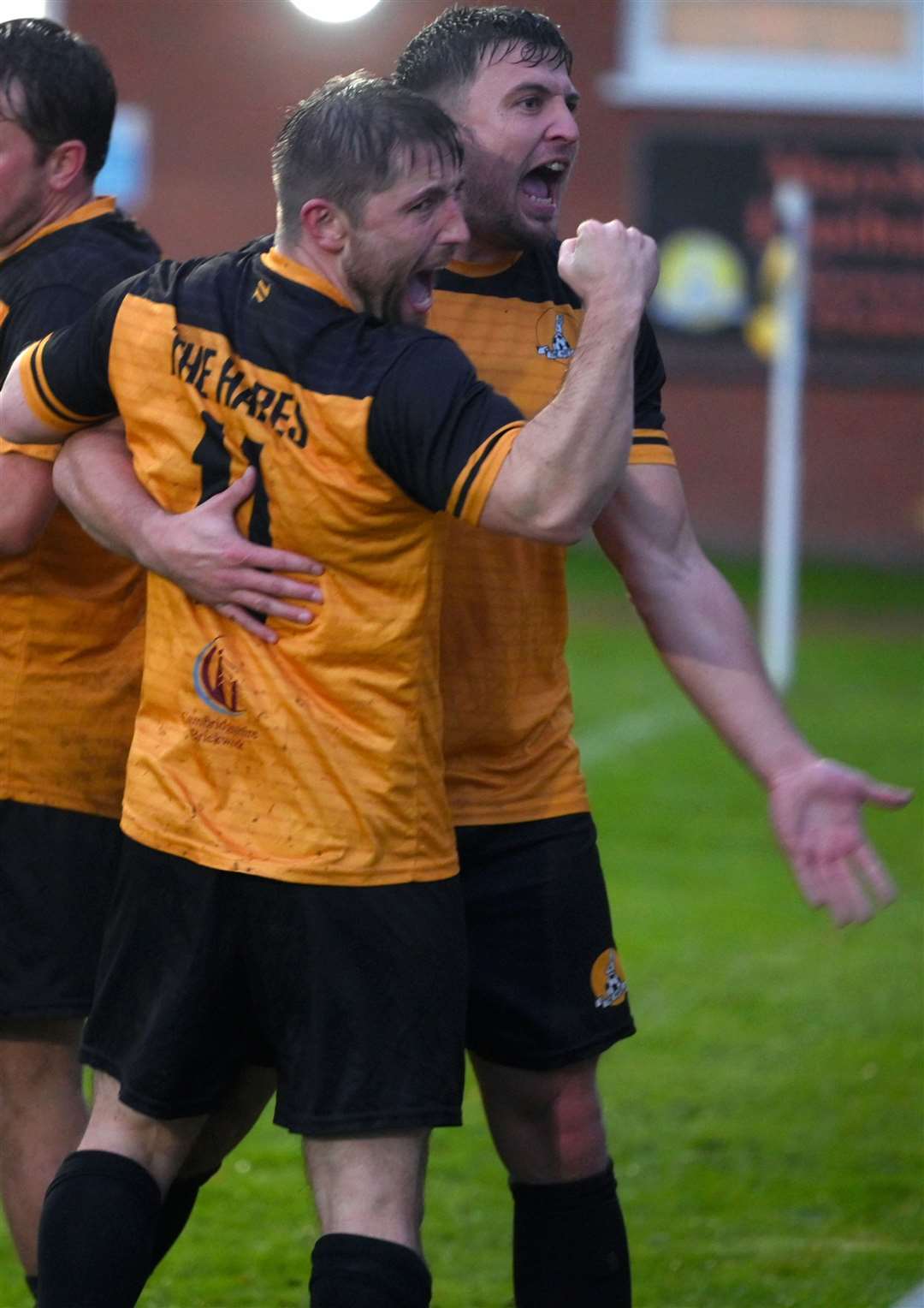 March Town v Oadby Town. Ben Seymour-Shove scoring and celebrating March's second goal
