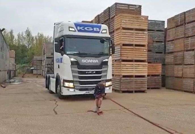 Max Carlisle has a go at the World's Strongest Man competition. (34695767)