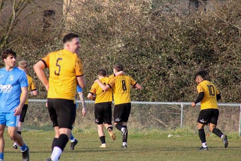 Danny Emmington is all smiles as another goal is celebrated. Picture Amber Kent