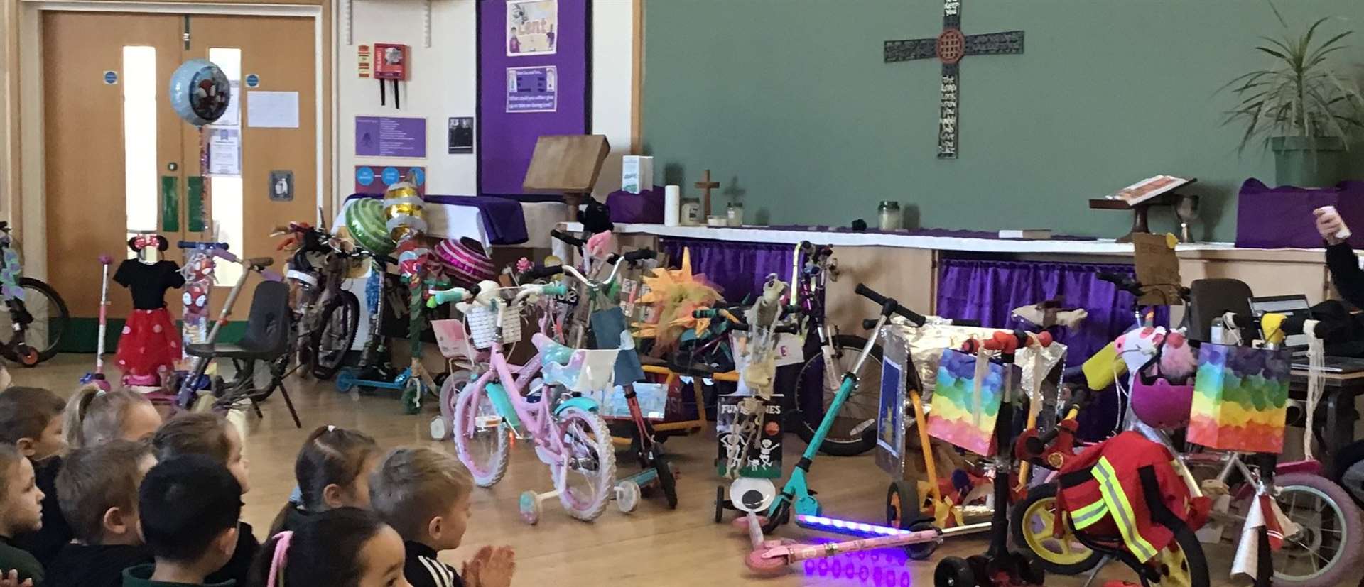 The children turned their bikes and scooters into characters