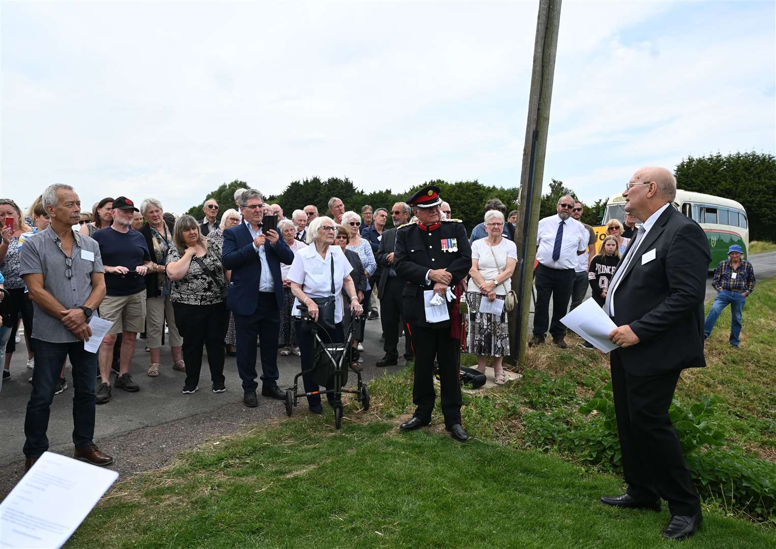 Unveling of plaque to those who died during World War 2 in a Lancaster at Sealeys Lane Parson Drove