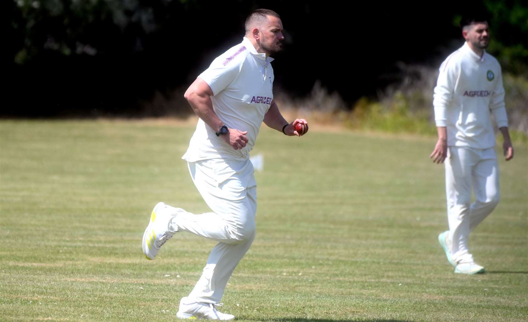 Chatteris' Jimmy Wood bowling. Picture: Adam Fairbrother