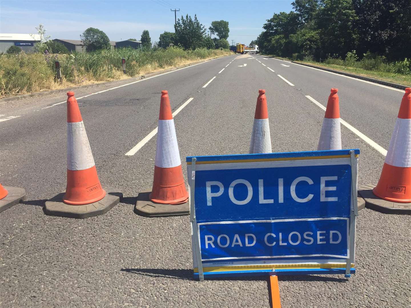 Scene of serious crash between bus and lorry on A47 near Guyhirn. (2736856)