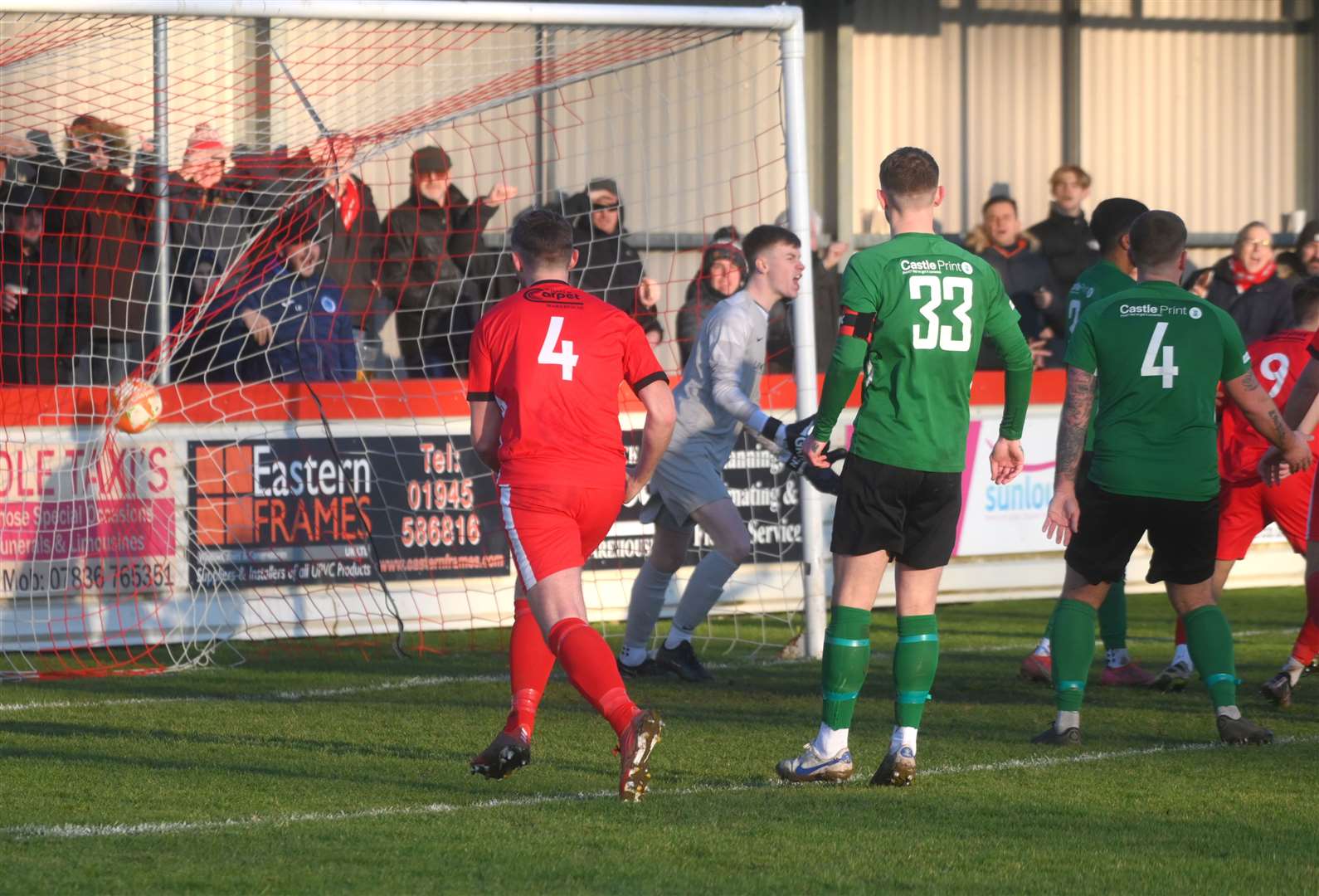 Kegan Everington's header puts Wisbech 1-0 up