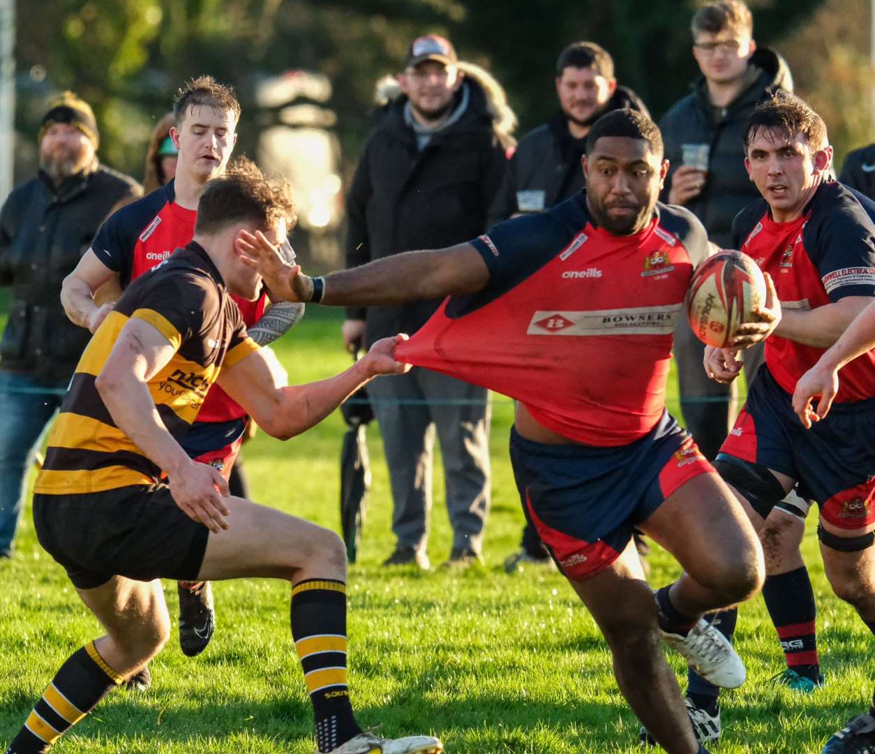 Bull with one of his many carries. Picture: Andy Titmuss