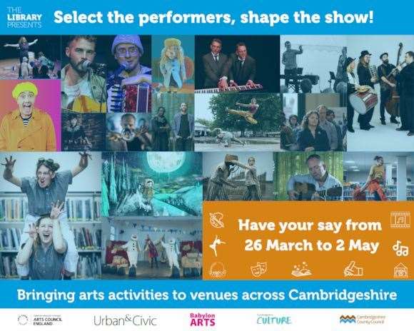 People can choose acts they would like to see perform in the Autumn 2025 Season of The Library Presents, Cambridgeshire’s much-loved arts programme