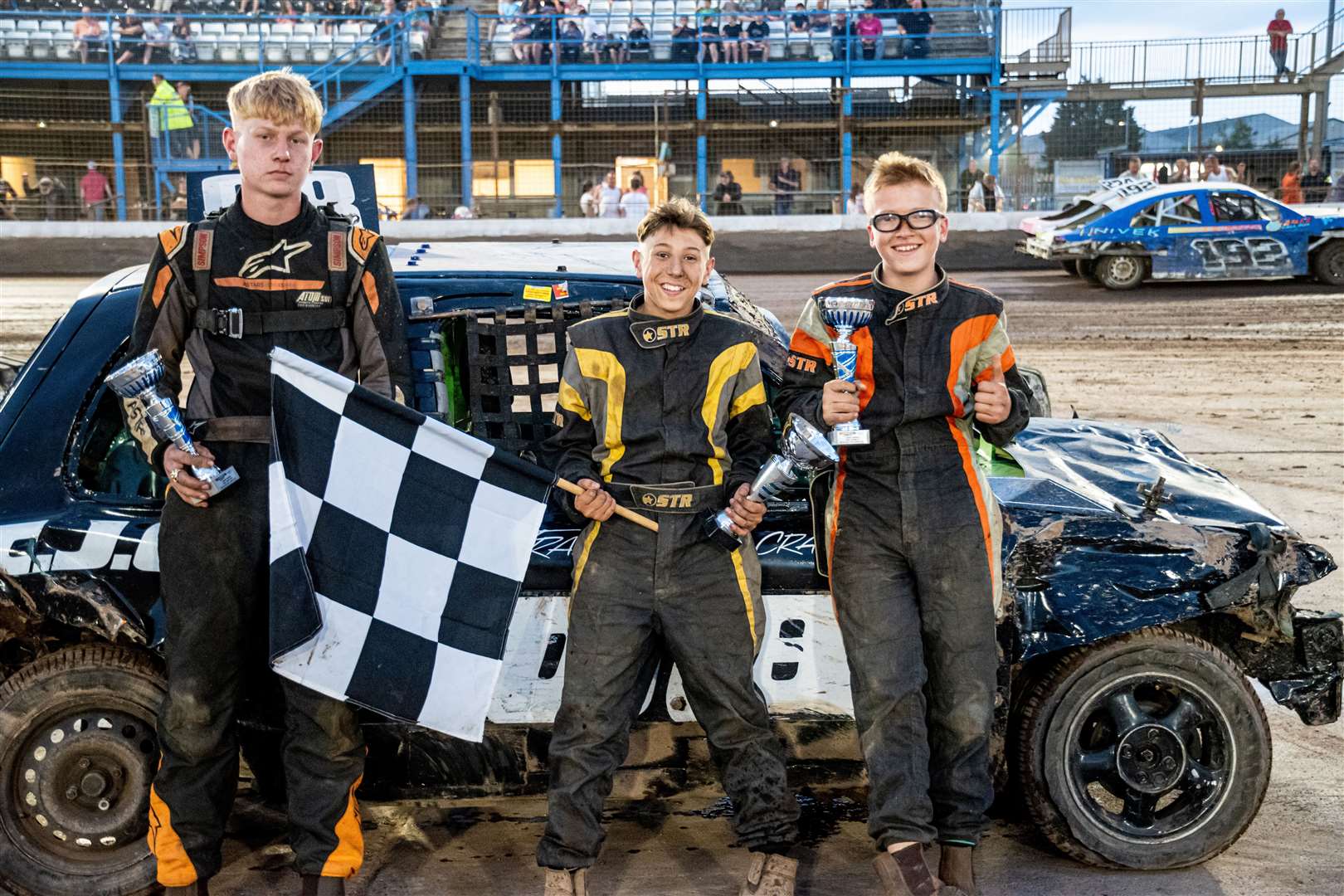 A Wisbech lockout in the Junior Banger final, which was won by Taylor Morton, centre, from Lincoln Douglas, right, and Levi Murkin, left. Picture: Kim McPherson
