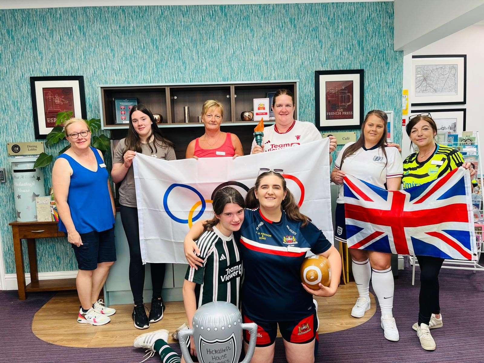 General manager, Paula Colman, deputy manager, Sarah Sage, and team ready for the Olympic games.