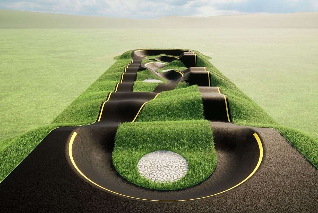 An artist's view of how the BMX pump track will look.