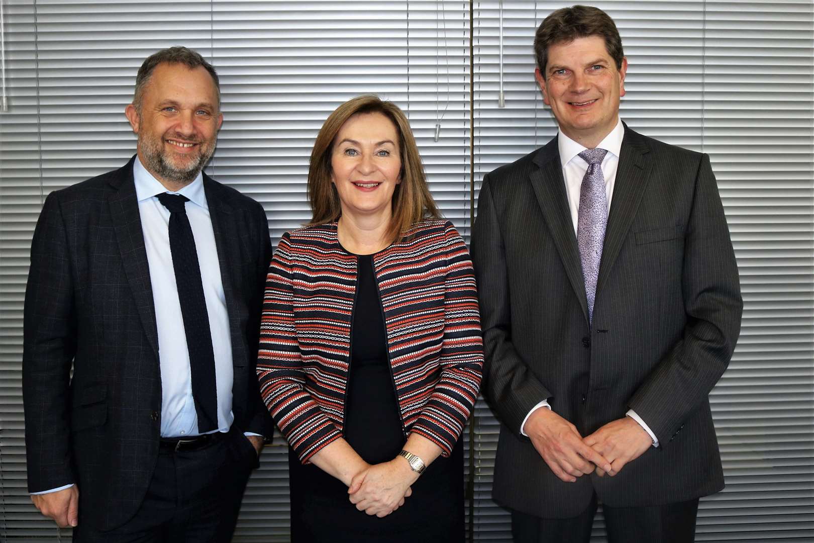 Principal Richard Scott, left pictured with Anne Hill, executive principal and Andrew Campbell, CEO of the Brooke Weston Trust. (29109499)