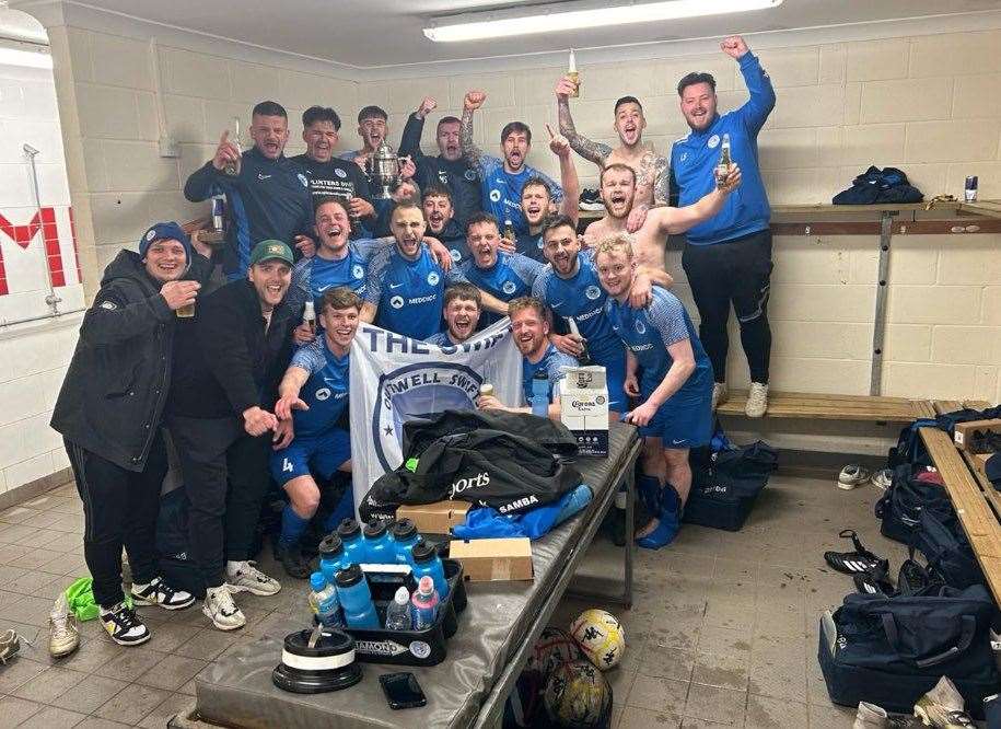 Outwell Swifts celebrate after their cup final win
