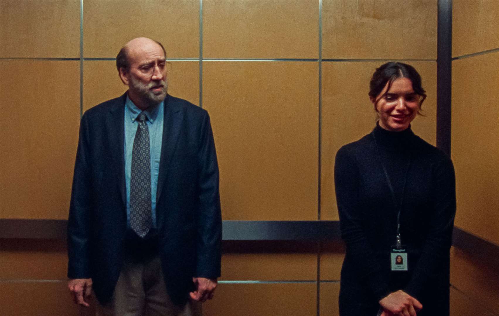 Nicolas Cage and Dylan Gelula in Dream Scenario