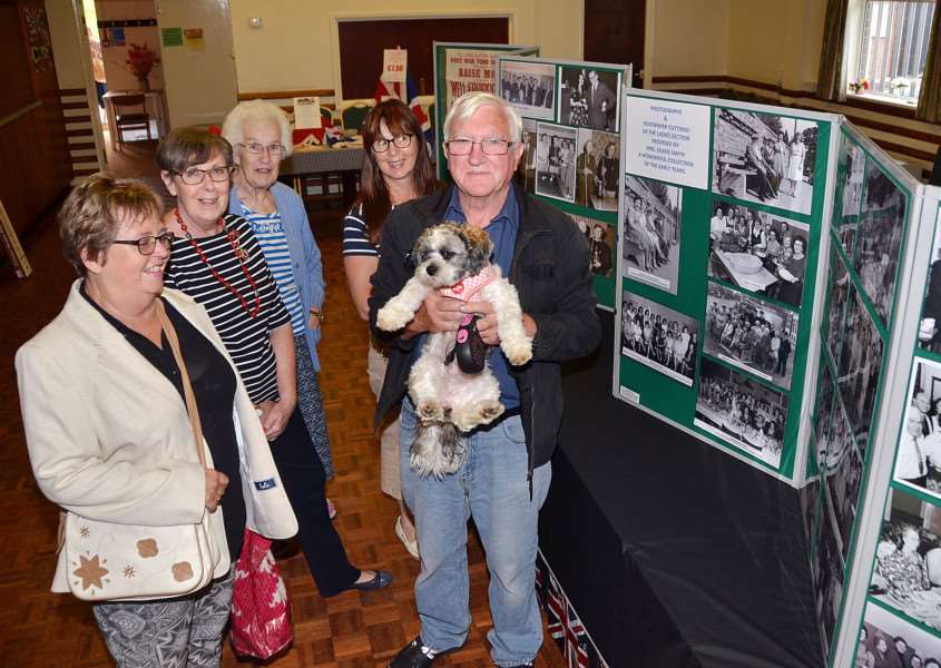 Long Sutton Royal British Legion (RBL) holds its 50th anniversary at the RBL building in West Street, Long Sutton, with visitors 'Brenda Harris, Wendy Jeffries, Joan Thornton, Kate Loveday and John Harris. Photo by Tim Wilson. SG300716-100TW. ANL-160730-181543009.