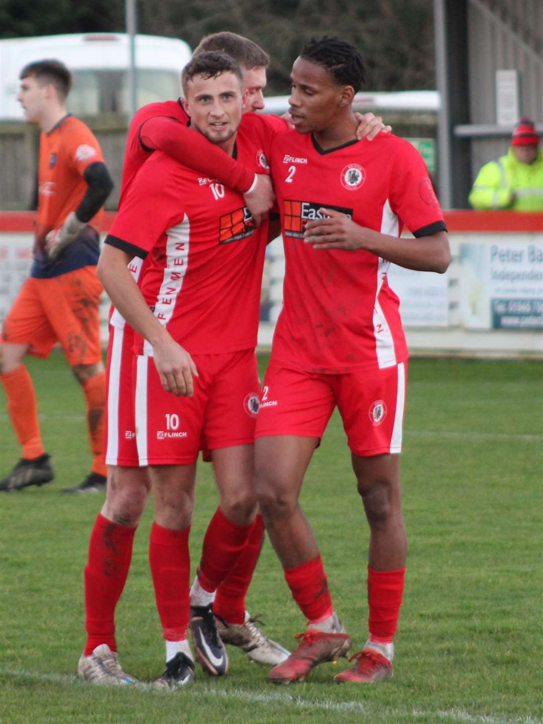 Wisbech celebrate Rob Conyard's equaliser. Photo: ERIN LARHAM (61724555)