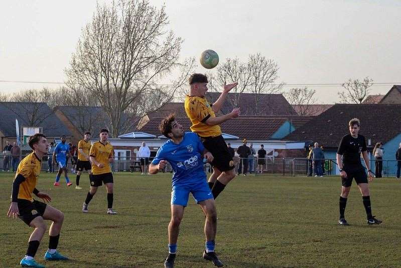 Star man Harvey Henderson wins a header. Picture Amber Kent
